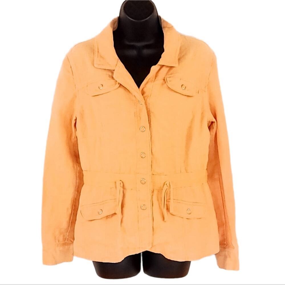 Athleta Linen Jacket Safari Snap Up